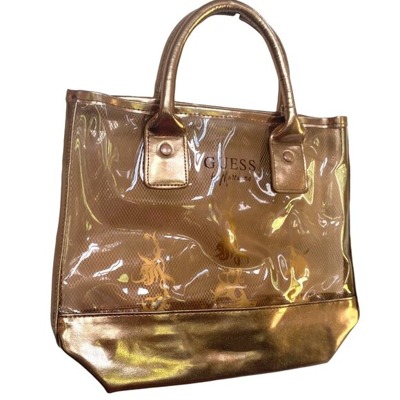 Guess By Marciano Tote Clear Mini Bronze Small Handbag Designer Purse 90s Y2k - Picture 1 of 12